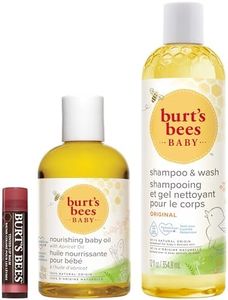 Burt's Bees Baby and Mom Gift Set with Nourishing Baby Oil, Original Baby Shampoo and Wash, and 100% Natural Origin Tinted Lip Balm, Red Dahlia