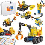 HOMETTER Building Toys for Age 5-12 Year Old Boys Gift, 6 in 1 Engineering Excavator Toys, Kids Stem Learning Toys Educational Building Kit