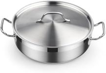 Cooks Standard Deep Sauté Pan with Lid, 4-Quart Professional Deep Frying Pan 18/10 Stainless Steel Chef’s All Purpose Pan with Cover, Compatible with All Stovetops