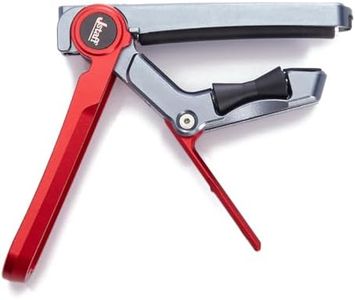 2025 Upgrade Rolling Guitar Capo, Aluminum Alloy - CNC Metal Carving Capo for Acoustic and Electric Guitars, Unique Folding and Hiding Design, Silky Smooth Movement, Precise Tuning. (RED)