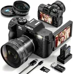 48MP Digital Cameras for Photography with WiFi & App Control,4K Autofocus Vlogging Camera for YouTube with 16X Zoom, Anti-Shake, 32GB TF Card, Dual Batteries, 52mm Wide Angle & Macro Lens