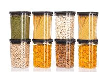 UCRAVO 8 pcs Food Storage Jar 1400ml Food Storage Containers Airtight Lids for Kitchen and Pantry Organization Essential for Flour, Sugar and Dry Food Storage, BPA Free Plastic Canisters