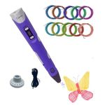 Camin 3D Pen, 3D Printing Pen for Kids, USB Powered 3D Pen for Kids (Purple, 10 PLA)