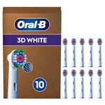 Oral-B Pro 3D White Electric Toothbrush Head, X-Shaped Bristles And Unique Polishing Cup For Teeth Whitening And To Remove Surface Stains, Pack of 10 Toothbrush Heads, Suitable For Mailbox, White