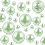 Cusmation 150 Pcs Green Floating Beads for Vases and 800 Pcs Gel Balls for Vases, Pearl Vase Filler Green Pearls for Decorating Centerpieces Filler Beads Home Wedding Events Decoration 8/14/20 mm