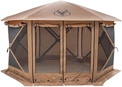 Gazelle Tents™ G6 Cool Top 6-Sided Portable Gazebo, Easy Pop-Up Hub Screen Tent, Waterproof, UV Resistant, 8-Person & Table, Badlands Brown, 91” x 139” x 123”, GG620BR