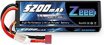 Zeee 7.4V 5200mAh Lipo Battery 2S 50C Hard Case with Deans T Plug for 1/8 1/10 RC Vehicles Car Truck RC Truggy RC Heli Airplane Drone