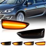 OZ-LAMPE LED Dynamic Side Indicator for V-auxhall Ope-l Astra J Astra J K Zafira C Insignia B Grandland X, 2835 SMD LED Error Free Turn Signal Light, Flowing Side Marker Repeater Black Smoked Lens