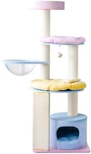 Sopapets Modern Wood Cat Tree Tower for Large Cats, Wooden Cat Tower with Scratching Posts, Hammock, Oversized Perch and Private Condo for Indoor Cats