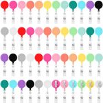 Zhanmai 48 Pcs Retractable Badge Reel 25 Inches Id Badge Clip with 360 Degrees Swivel Alligator Clips Mixed Colors Retractable Id Badge Clip for Students Hanging Card Name(Solid Style)