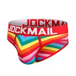 JOCKMAIL Mens Briefs Underwear Cotton Rainbow Stripe Underwear Briefs Men Underpants (Medium, Red)