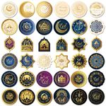 DPKOW 144pcs Ramadan Eid Mubarak Stickers, Various Shapes Eid Ramadan Stickers for Gift Bags Boxes, Ramadan Kareem Seal Label Stickers for Eid Ramadan Envelope Wrapping Tags Decoration, Self Adhesive