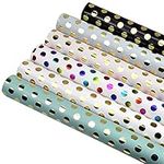 Wrapping Paper Sheets, 6pcs Gift Wrapping Paper,Metallic Dot Gift Art Paper, Foldable Foil Wrap Packing Paper for Birthday, Floral,Flower, Wedding, Christmas, Valentines Day.DIY Crafts (70 x 50cm)