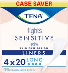 Tena Lights Long Liner, 80 Incontinence Liners (4 x 20 Packs) for Women with Sensitive Skin, Breathable and Unscented Liner for Light Bladder Weakness and Incontinence