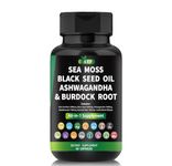 AYP Sea Moss Bladderwrack Black Seed Oil Ashwagandha Burdock Root Capsules Multi Blend Supplement + Multi Vitamin Turmeric Manuka Honey Elderberry Chlorophyll