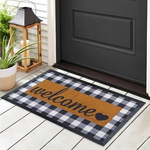 ubdyo Welcome Mat for Front Door Outside - Doormat Outdoor Entrance - Welcome Mats Outdoor - Large Outdoor Mats for Front Door - Outside Entry and Outdoor Entrance 30''x17' (Black and Grey)