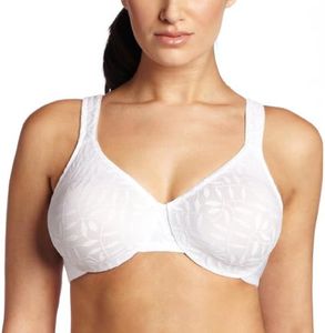 Olga Women's Sheer Leaves Minimizer Bra, White, 38DD