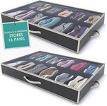 Woffit Under The Bed Shoe Organiser Fits 24 Pairs – Set of 2x12 Under Bed Storage Solution for any shoe size