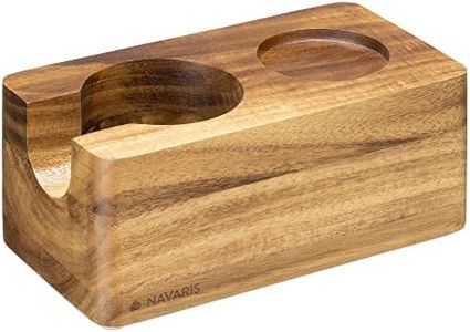 Navaris Wood Coffee Tamper Station - 51mm Tamper Holder for Espresso Machine Accessories - Wooden Portafilter Stand for Kitchen, Bar, Restaurant, Cafe