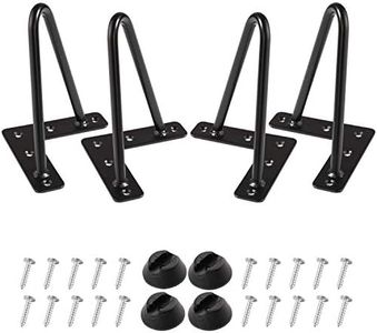 MSOBAIW 6 Inch Hairpin Legs, Heavy Duty Metal Table Legs for Cabinet, Wardrobe, TV Cabinets, Drawers, Nightstand, 3/8" Dia Satin Black Two-Rod Iron Wire Legs for DIY Furniture
