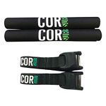 Cor Surf Roof Rack Pads and No Scratch Silicone Tie Down Straps with Stainless Steel Lock for Paddle Board, Surfboard, SUP, Canoe, Ski and Other Gear (Combo Pack of Rack Pad 19 Inches, Strap 10 Feet)