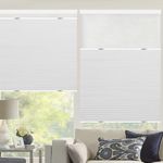 Blackout No Sheer Top Down Bottom Up Cellular Shades- Cordless Total Privacy Honeycomb Blinds, Room Darkening Thermal Insulated Blinds for Window and Door, White-Blackout 28" W x 59 1/2" H