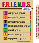 Large F.R.I.E.N.D.S Poster by School Smarts ●FRIENDSHIP Skills for Adults and Children ●Durable Material Rolled and SEALED in Plastic Poster Sleeve for Protection.