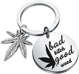 PLITI Marijuana Weed Leaf Gift Bad Good Weed Keychain 420 Cannabis Weed Jewelry Funny Marijuana Theme Gift, Weed Ky, Medium