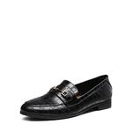 DREAM PAIRS Women's Loafers Leather Penny Loafers Fashion Comfortable Flats Shoes,Size 5.5,Black-Stone,SDLS2312W