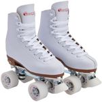 Chicago Skates Women's and Girl's Premium Leather Lined Rink Roller Skate - Classic White Quad Skates