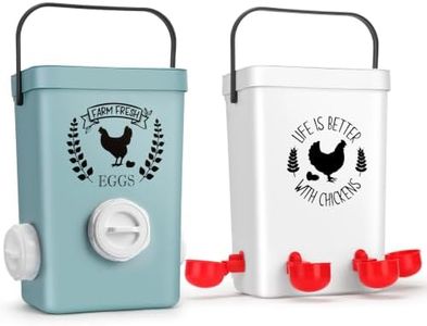 Tgeyd No-Waste Chicken Feeder & Waterer Set, 3 Gallon Automatic Waterer and 15 lb Hanging Feeder for Backyard Chickens, Modern Farmhouse Chicken Coop Essentials