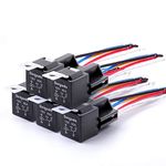 Delgada 5-Pack Automotive Relay Harness Set with Socket,5 PIN 12V 40AMP SPDT Iron Back Relays,for Boat Truck Motorcycle