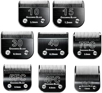 MEMIRY Size 10+15+30+40+7FC+5FC+4F+3-3/4FC Detachable Dog Grooming Blades, Compatible with Andis, Oster A5, Wahl KM10 Series Clippers, Cut Length 0.25mm-13mm, Black