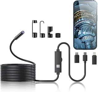 Endoscope Camera with Light, 1920P HD Borescope Tools with 8 Adjustable LED Lights, Endoscope with 16.4ft Semi-Rigid Snake Camera, IP67 Waterproof Inspection Borescope for iOS and Android-16.4ft