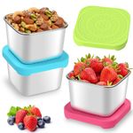 3Pcs Small Food Containers To Go Leakproof Food Storage Containers Stackable Snack boxes Tubs Reusable Metal Stainless Steel Storage Containers with Silicone Lids for kids,School,Travel|BPA-Free(6Oz)