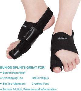 AVIDDA Bunion Corrector Set – Adjustable Splints & Gel Toe Separators, Black