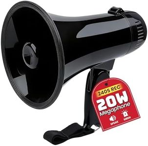 MyMealivos Portable Megaphone Bullhorn 20 Watt Power Megaphone Speaker Voice and Siren/Alarm Modes with Volume Control and Strap (Black)