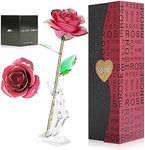 LAMTOR 24K Gold Eternal Rose with Stand,Long Stem Dipped Real Rose Flower Romantic Gift for Her Women Mom Girlfriend Wife on Valentines Day/Mothers Day/Anniversary/Birthday/Christmas-Forever Rose,Pink