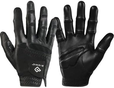 New Improved 2X Long Lasting Bionic StableGrip Men's Black Golf Glove - Patented Stable Grip Genuine Cabretta Leather, Natural Fit Designed by Orthopedic Surgeon! (XL, Worn on Left Hand)