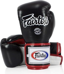 Fairtex BGV5 Muay Thai Boxing Gloves for Men, Women, Kids | Special Lock Thumb Design | MMA Gloves| Premium Quality, Light Weight & Shock Absorbent Boxing Gloves -(Black/White/Red Piping/16oz)