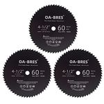 3 pack 4 1/2-Inch HSS Compact Circular Saw Blades with 3/8-Inch Arbor, 60T High Speed Steel for Thin Sheet Metal and Aluminum Fast Smooth Cutting