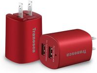 Tranesca Dual USB Wall Chargers, USB Charger Block with Foldable Plug, Charging Brick for iPhone 15 14 13 12 11 Pro Max, SE,Xs/Xs Max, XR/8/7/6S/6S Plus/6 Plus/6 and Samsung, LG, Moto-2 Pack (Red)