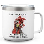 Dzeetee Funny Gifts For Women Men - Birthday Christmas Gift For Mom Dad Grandparents Friend Bestie Sister Coworker Boss Colleague - Gift For Mothers Day & Fathers Day - Rooster 14oz Coffee Tumbler Mug