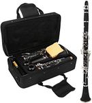 Flat Clarinet, Clarinet 17 Key Descending B Tone Clarinet with Reeds and Cleaning Cloth Instruments Set
