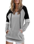 CHICZONE Hoodies for Women Long Sleeve Fall Hooded Sweatshirts Ladies V Neck Winter Trendy Loose Work Cute Pullover Tops Grey Large