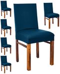 Amazon Brand - Solimo Polyester Spandex Elastic Dining Chair Slipcover (Pack of 6, Teal)