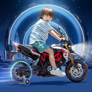 KDYMOD Kids Electric Motorcycle 12v, Ride On Motorcycle for Kids 3-8 Ages Toys Aprilia Licensed Battery Power Wheels Motorcycle for Boys Childrens, with Training Wheels/Lights/Music/MP3 Player, Red