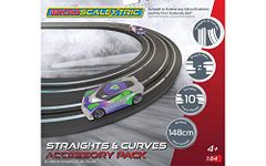 Micro Scalextric Track Extension Pack - Straights and Curves - Extend Your Layout by 148cm, Includes 6x 150mm Straights & 4x 45 Degree Curves, Micro Scalextric Accessories