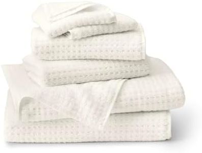 BOLL & BRANCH Turkish Waffle Bath Sheet Set - Cream - 6 Piece - Includes 2 Bath Sheets, 2 Hand Towels & 2 Washcloths - 100% Organic Turkish Cotton - Ultra Soft & Luxurious - Quick Dry
