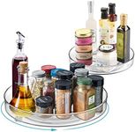 Lazy Susan Organizer Turntable for Cabinet - 2 Pack Clear Lazy Susans Set Rotating Spice Rack Storage for Kitchen Table Pantry Countertop Plastic 23CM+27CM